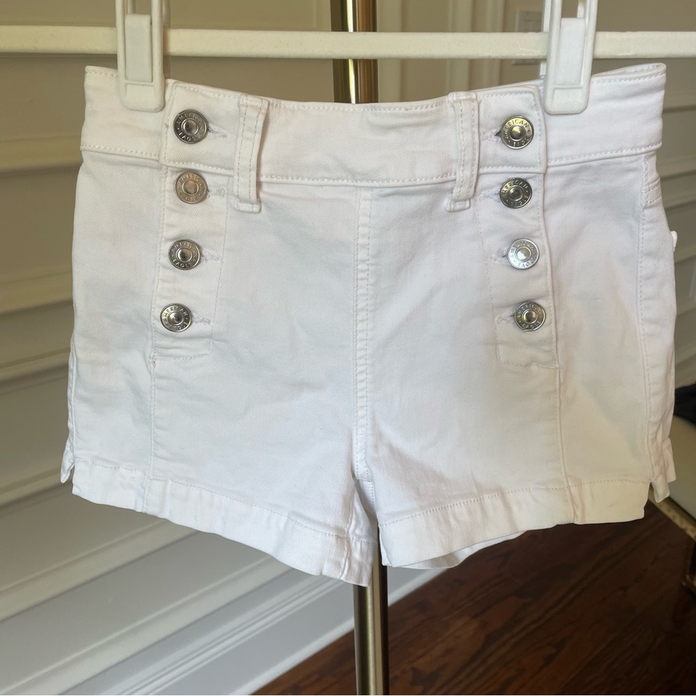 American Eagle Shorts 00 White Sailor Cotton front buttons
